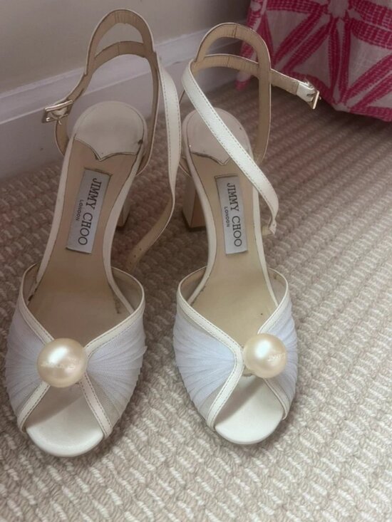 Jimmy Choo Shoes - Jimmy Choo Sacora 85 Tulle & Leather Sandal, White